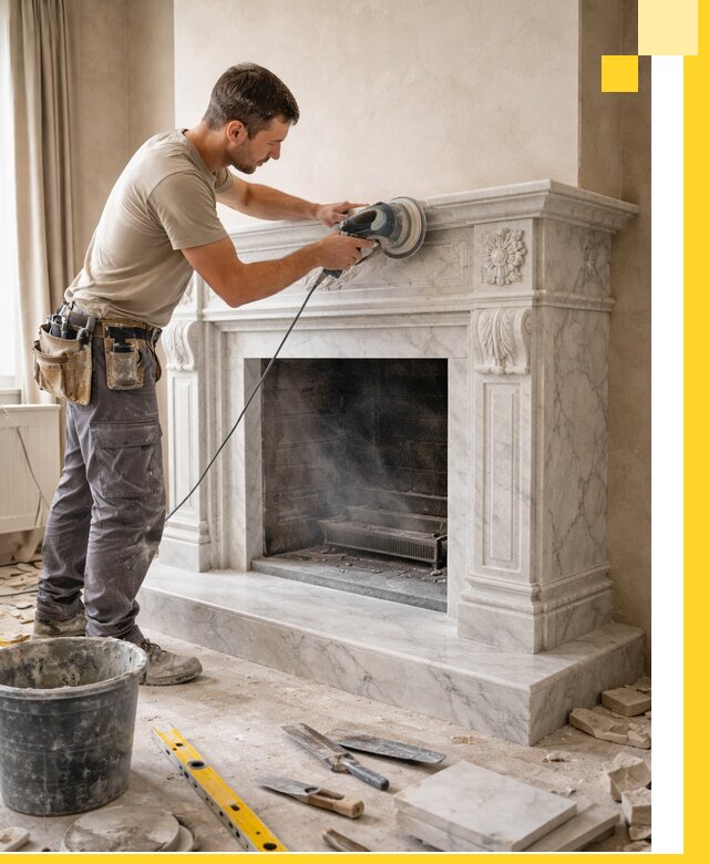 Изготовление и установка мраморных каминов в Кимовске под ключ