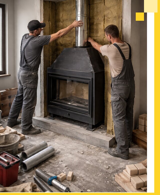 Изготовление и монтаж закрытых каминов в Кимовске под ключ