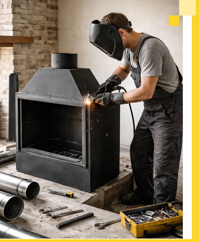 Продажа и установка металлических каминов в Кимовске под ключ