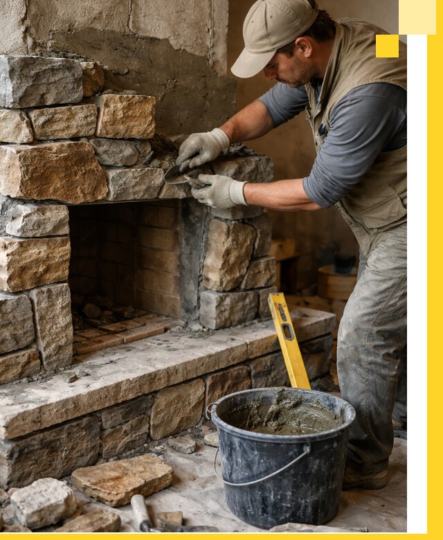 Изготовление и установка каменных каминов под ключ в Кимовске