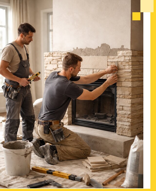 Установка и монтаж каминов для загородного дома в Кимовске