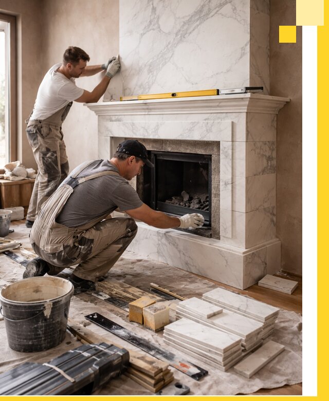 Отделка каминов в Кимовске качественные облицовочные работы