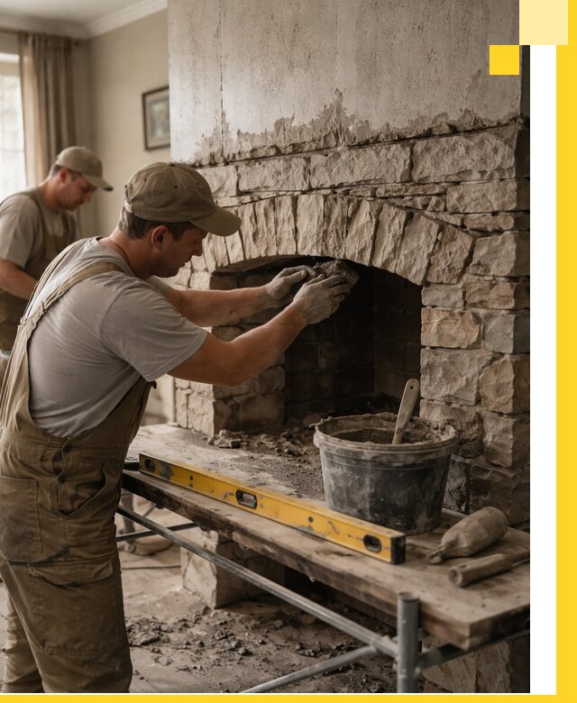 Изготовление каминов под ключ в Кимовске, монтаж и отделка