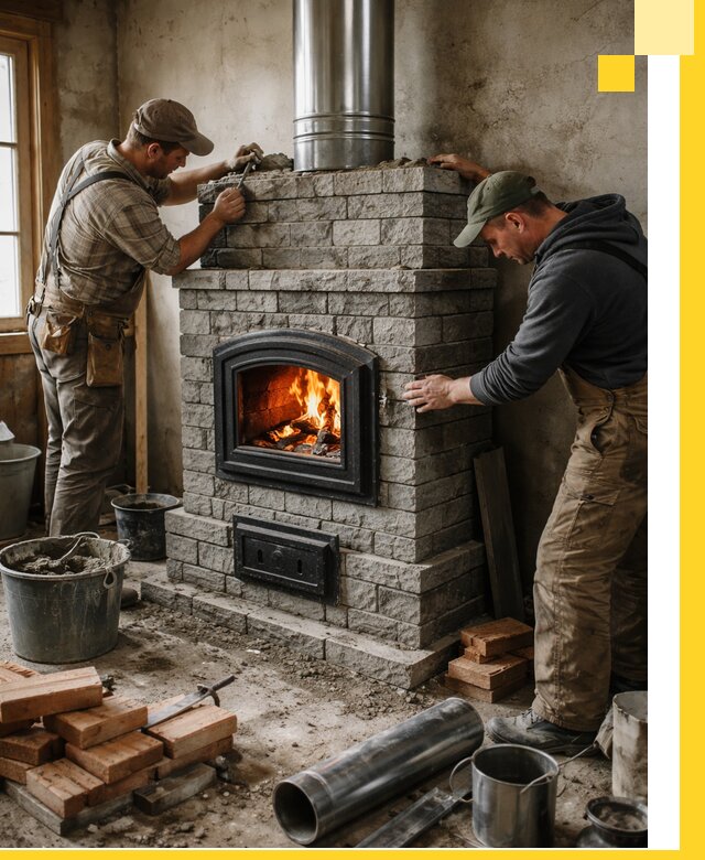 Производство, поставка и монтаж дровяных печей в Кимовске