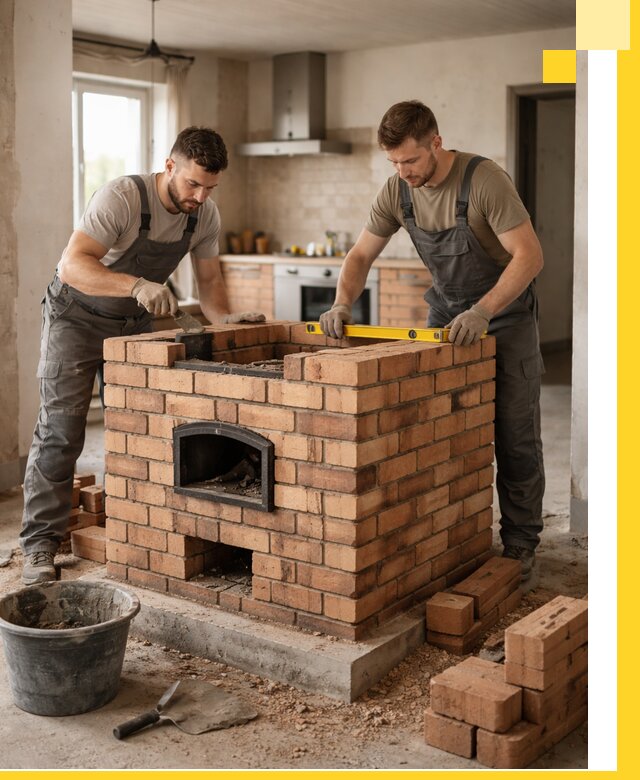 Установка и монтаж печей в частном доме в Кимовске под ключ