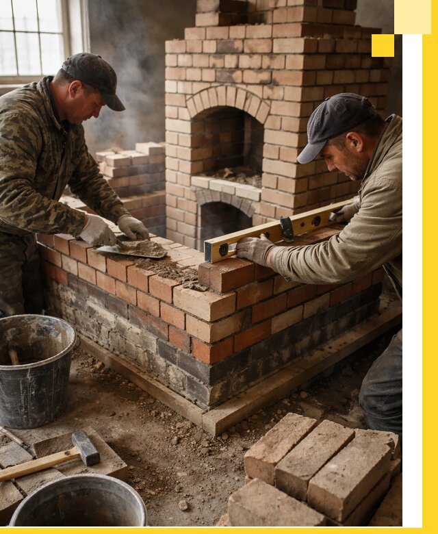 Изготовление и монтаж печей и каминов из кирпича в Кимовске