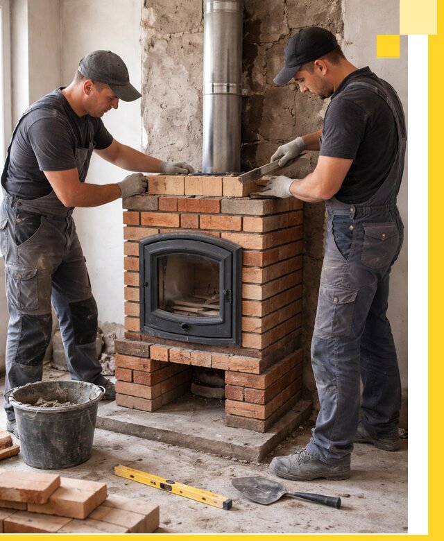 Монтаж печи камина под ключ в Кимовске с гарантией и пусконаладкой