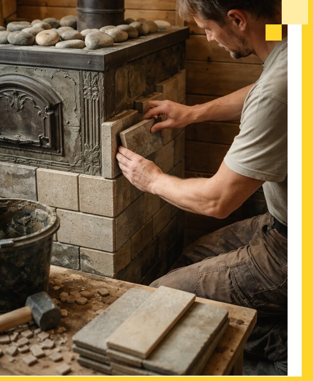 Облицовка банных печей в Кимовске профессиональная отделка