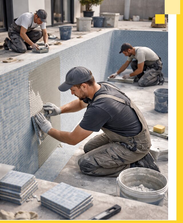 Облицовка бассейнов в Кимовске плитка мозаика гидроизоляция