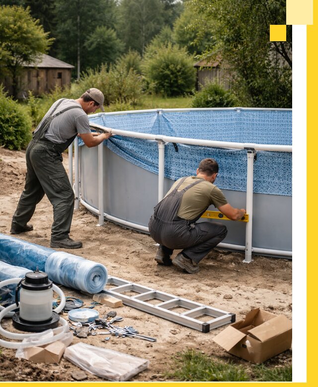 Установка и монтаж каркасных бассейнов в Кимовске под ключ