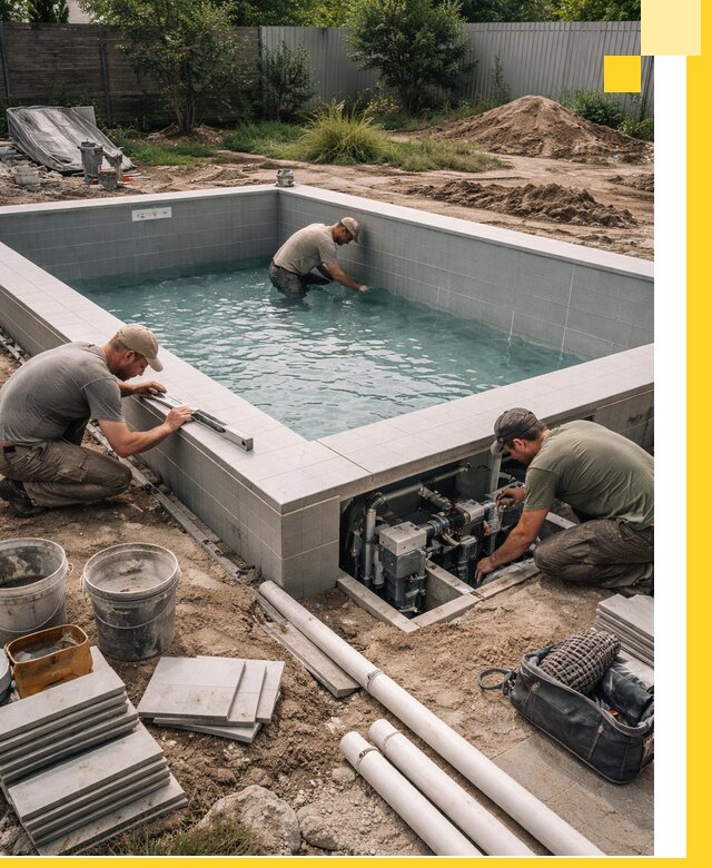 Строительство и монтаж бассейнов для дачи под ключ в Кимовске