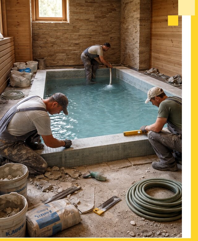 Проектирование и строительство бассейнов для бани в Кимовске