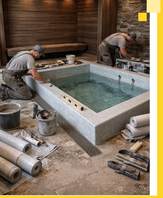 Установка и строительство бассейнов для сауны в Кимовске