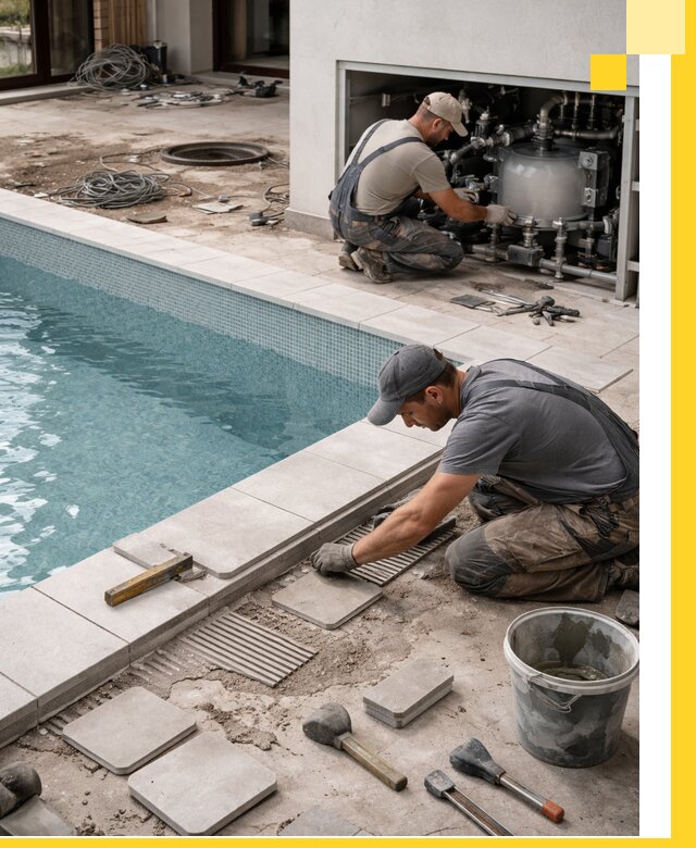 Строительство и монтаж бассейнов в коттедже в Кимовске