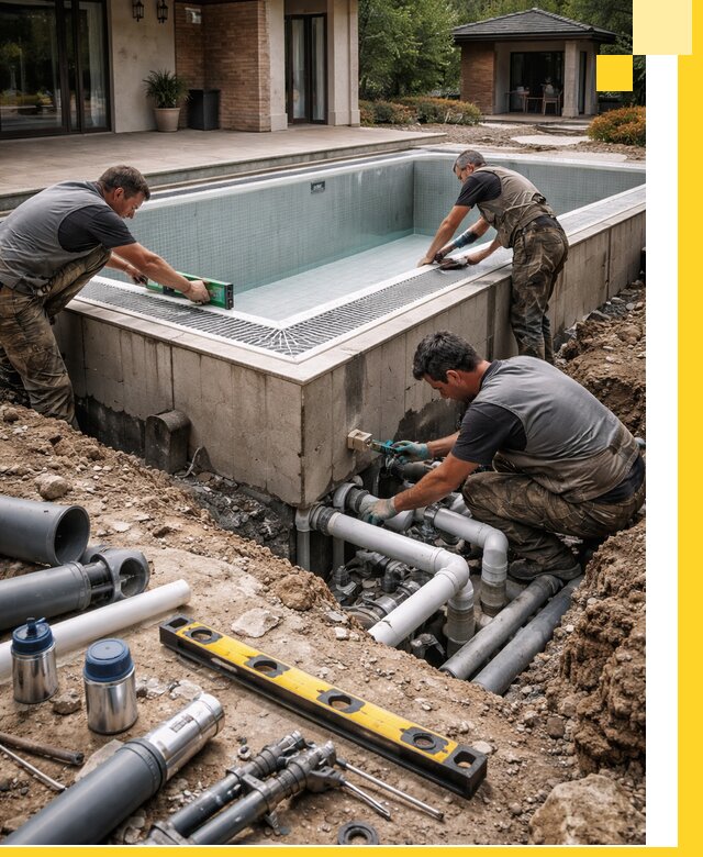 Строительство переливных бассейнов в Кимовске под ключ