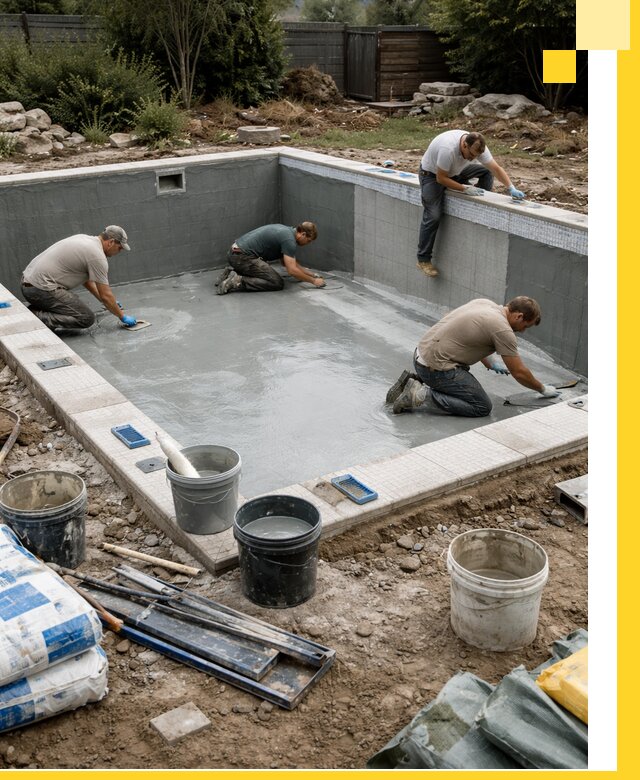 Изготовление и монтаж чаши бассейна под ключ в Кимовске