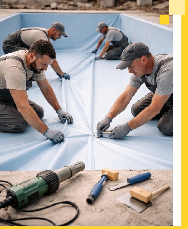 ПВХ пленка для бассейнов с монтажом и гарантией в Кимовске