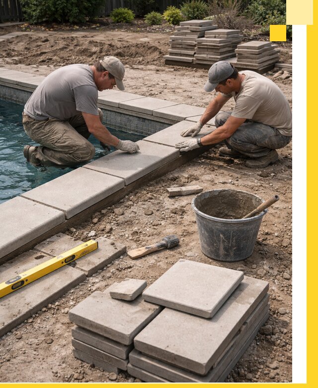 Установка и изготовление копингового камня для бассейнов в Кимовске