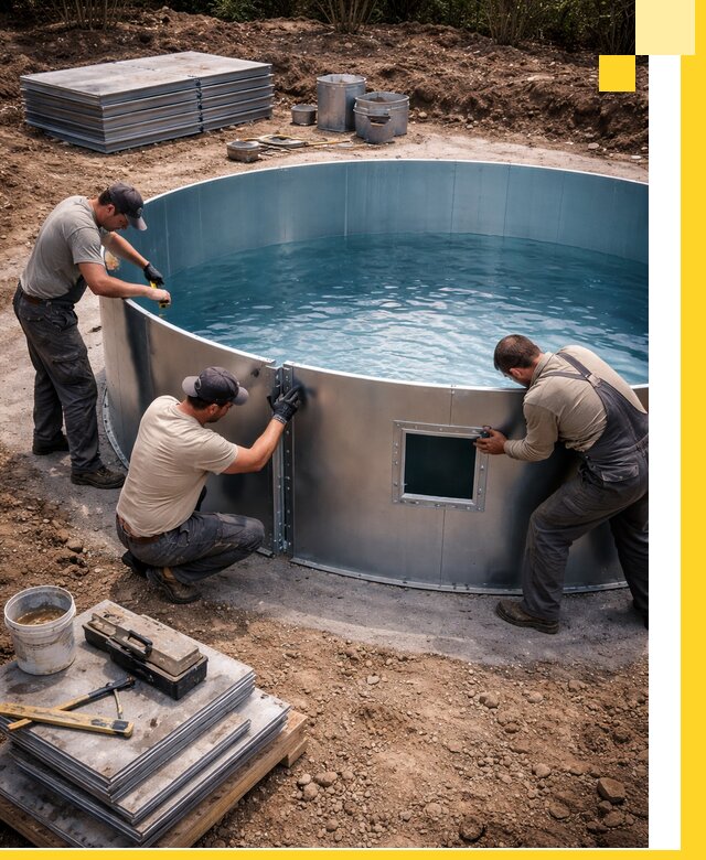 Круглые бассейны под ключ в Кимовске проектирование и монтаж