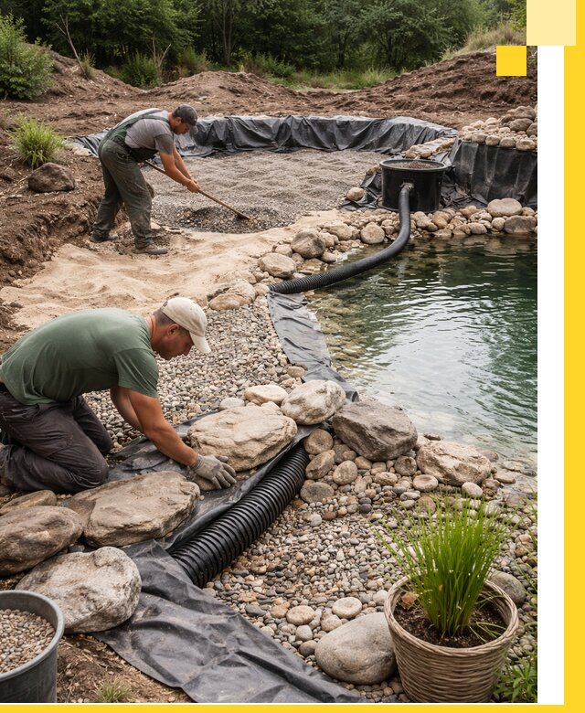 Строительство природных бассейнов и озер в Кимовске под ключ
