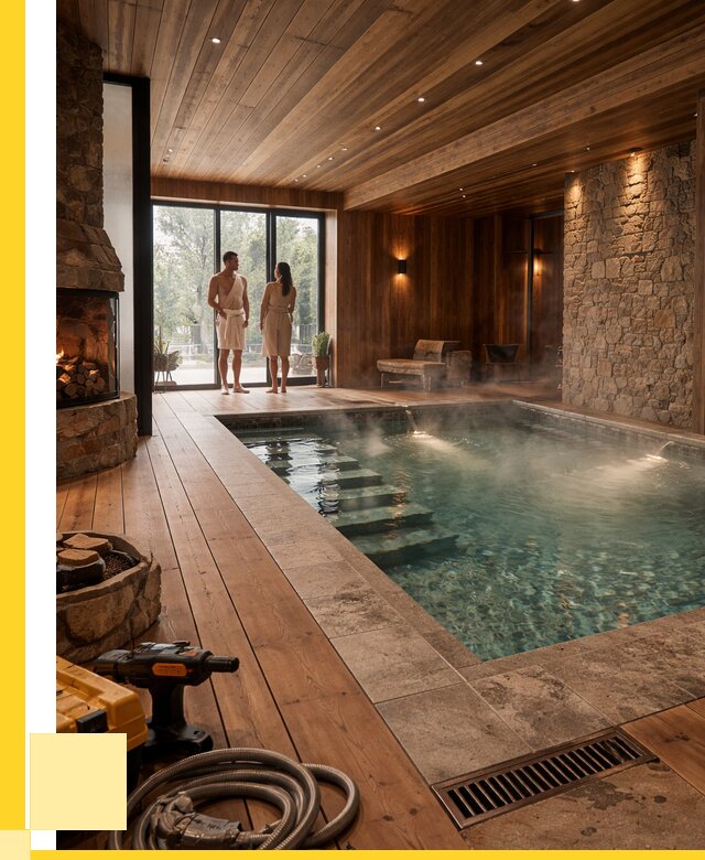 Проекты бань с бассейном под ключ в Кимовске от 77310 р., ЭриданКмв