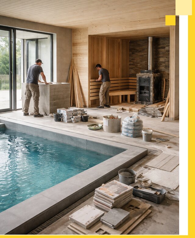 Проектирование и строительство бань с бассейном в Кимовске