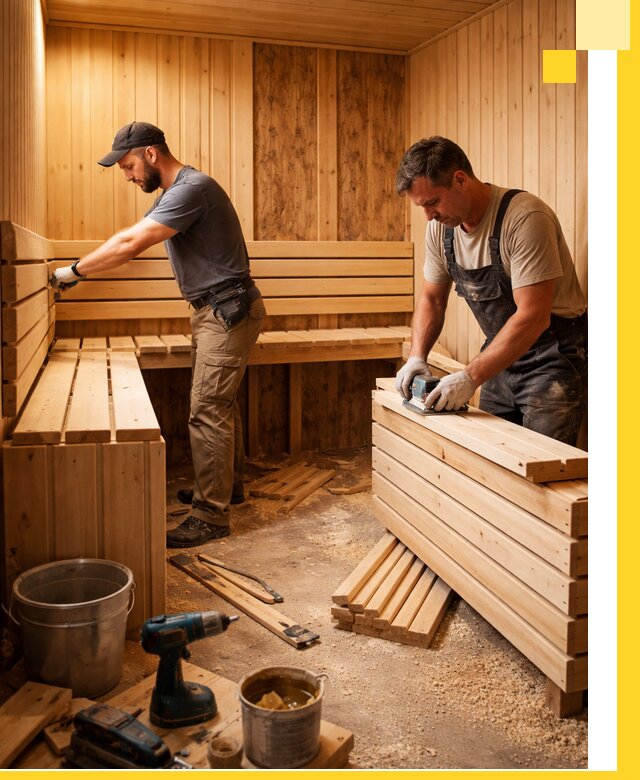 Профессиональный комплексный ремонт саун под ключ в Кимовске