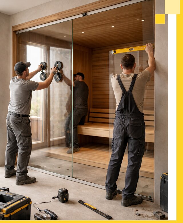 Производство и монтаж стеклянных саун под ключ в Кимовске