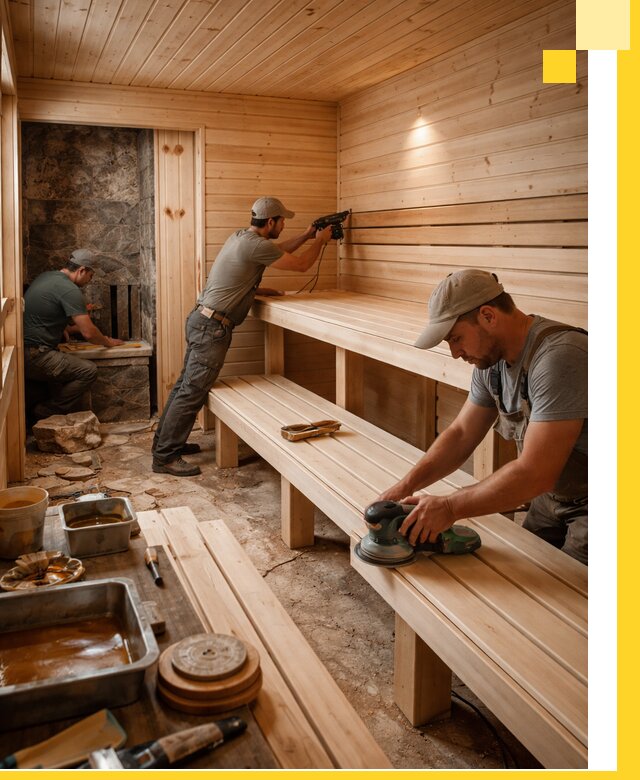 Профессиональная отделка бань в Кимовске под ключ, с гарантией