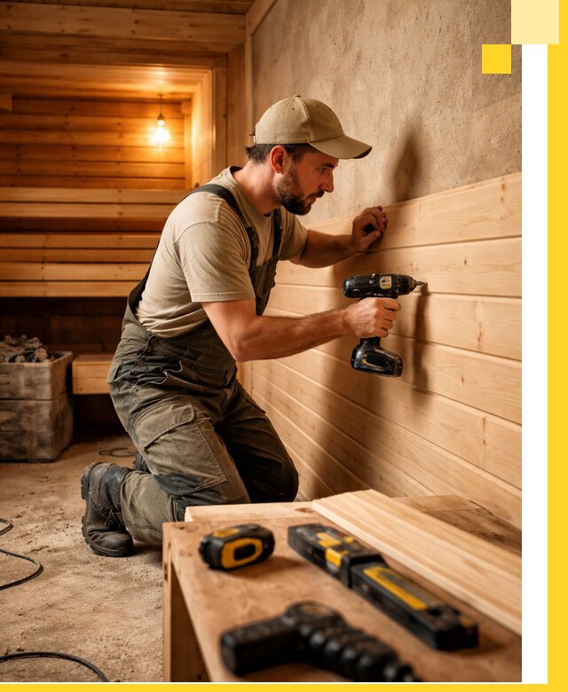 Профессиональная внутренняя отделка бани в Кимовске под ключ