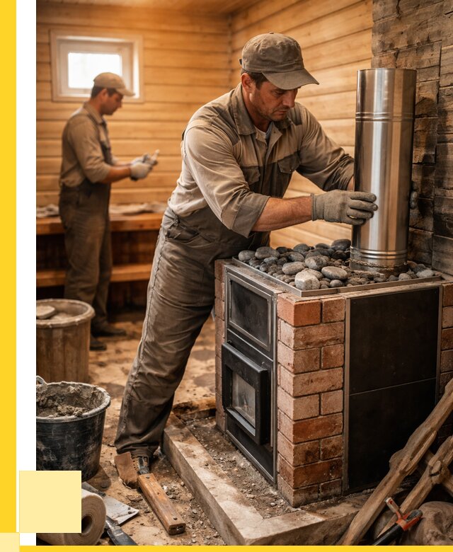 Монтаж печи в бане под ключ в Кимовске от 20616 р. | ЭриданКмв