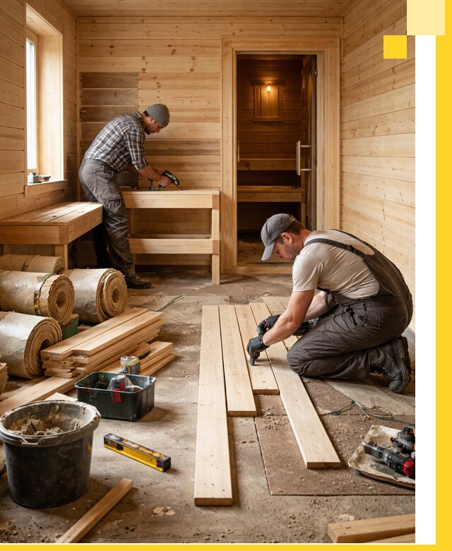 Индивидуальный проект бани с комнатой отдыха под ключ в Кимовске