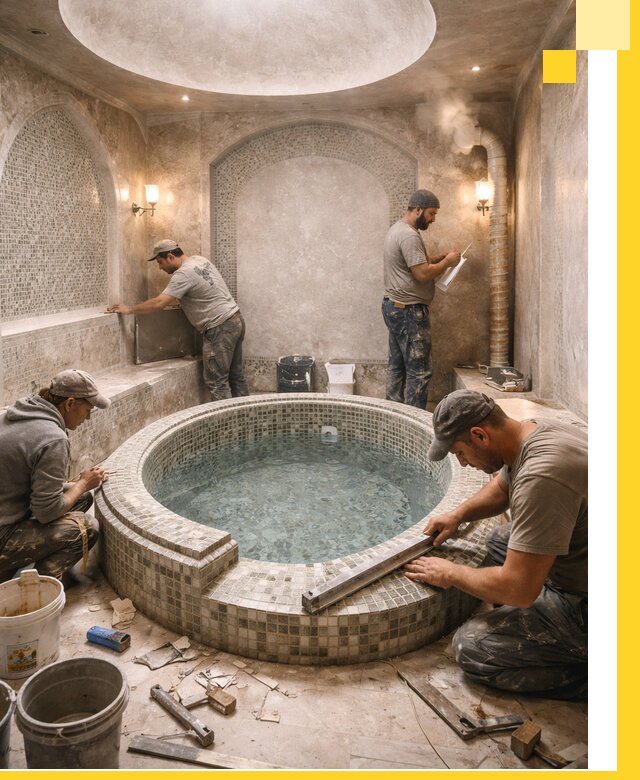 Профессиональное строительство хамама с бассейном в Кимовске под ключ