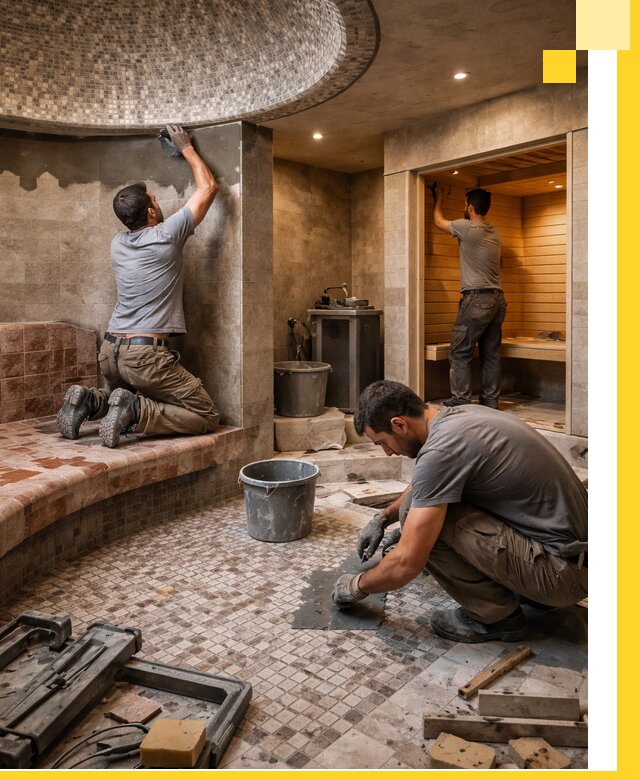 Проект и строительство хамама бани и сауны под ключ в Кимовске