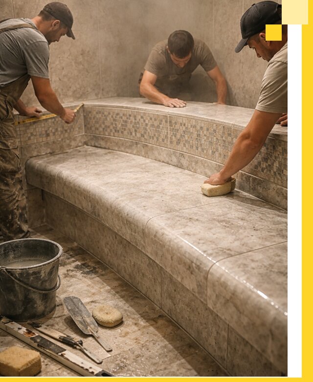 Изготовление и установка сидений для хамама в Кимовске